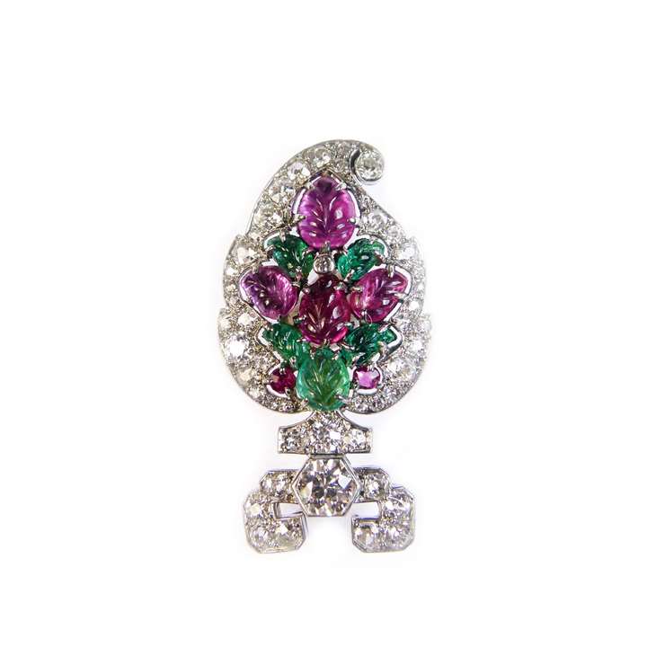 Diamond and pearl garland Devant de Corsage forming a necklace by Cartier